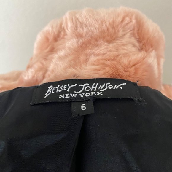 *rare* Betsey Johnson Vintage Faux Fur Jacket Pink Bows 90s 2000s - Picture 4 of 12